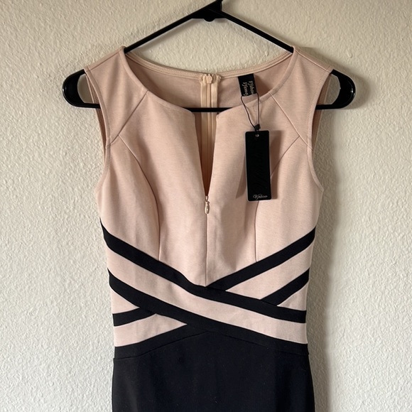Tank beige and black midi dress - Picture 3 of 3